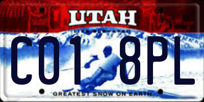 UT license plate C018PL