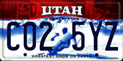 UT license plate C025YZ