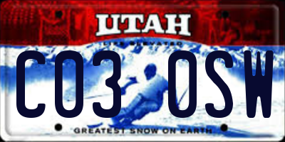 UT license plate C030SW
