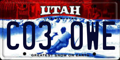 UT license plate C030WE
