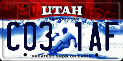 UT license plate C031AF