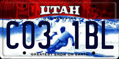 UT license plate C031BL