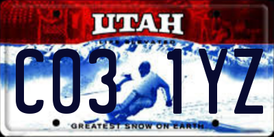 UT license plate C031YZ