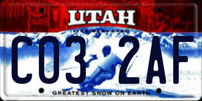 UT license plate C032AF
