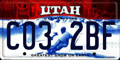 UT license plate C032BF