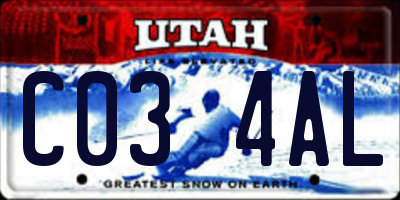 UT license plate C034AL