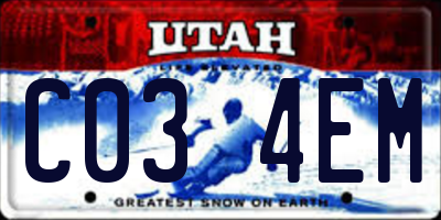 UT license plate C034EM