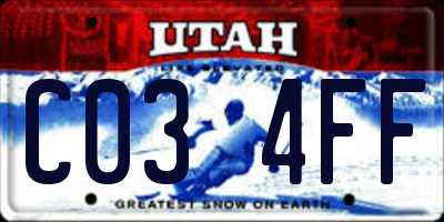 UT license plate C034FF