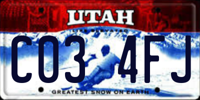 UT license plate C034FJ