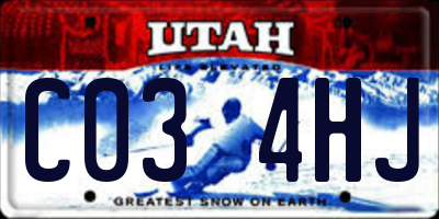 UT license plate C034HJ
