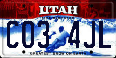 UT license plate C034JL