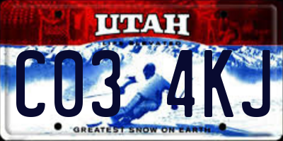 UT license plate C034KJ
