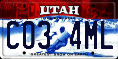 UT license plate C034ML