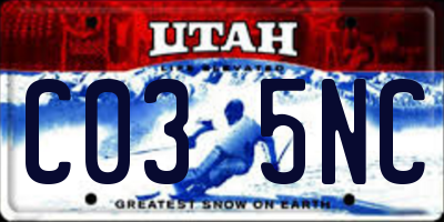 UT license plate C035NC