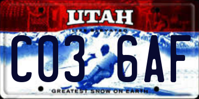 UT license plate C036AF