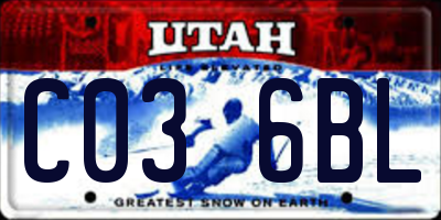 UT license plate C036BL