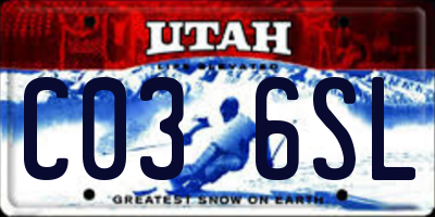 UT license plate C036SL