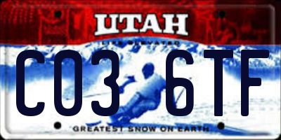 UT license plate C036TF
