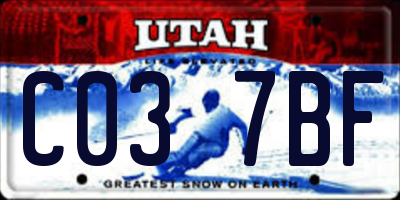 UT license plate C037BF