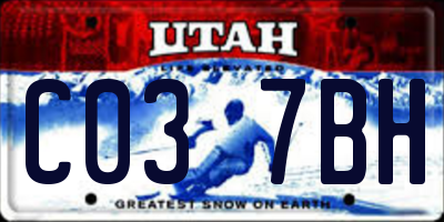 UT license plate C037BH