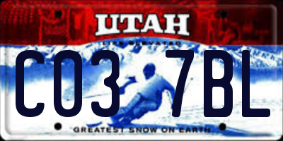 UT license plate C037BL