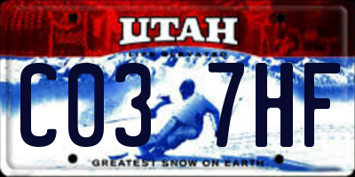 UT license plate C037HF
