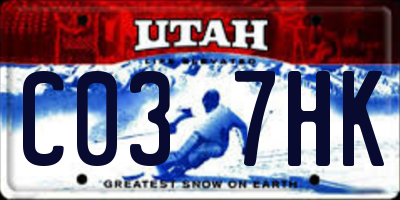 UT license plate C037HK