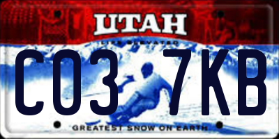 UT license plate C037KB