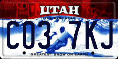 UT license plate C037KJ