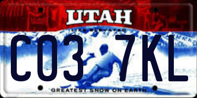 UT license plate C037KL