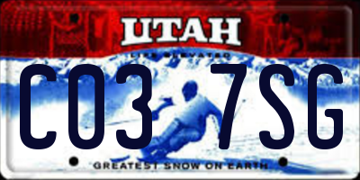 UT license plate C037SG