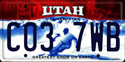 UT license plate C037WB