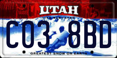 UT license plate C038BD