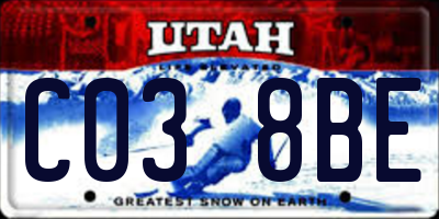 UT license plate C038BE