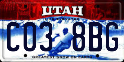 UT license plate C038BG