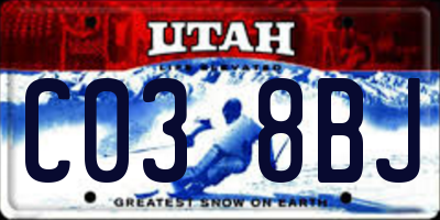 UT license plate C038BJ