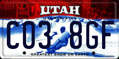 UT license plate C038GF