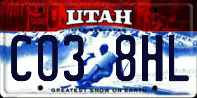UT license plate C038HL