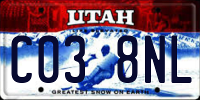 UT license plate C038NL
