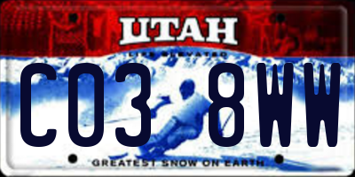 UT license plate C038WW