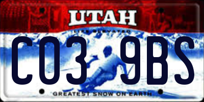 UT license plate C039BS