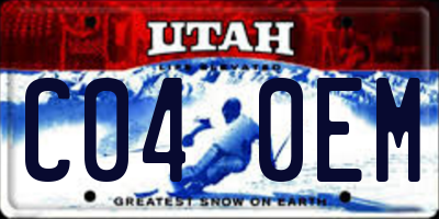 UT license plate C040EM