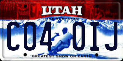 UT license plate C040IJ