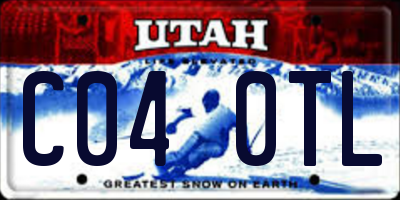 UT license plate C040TL