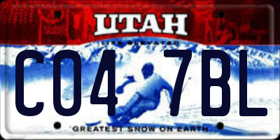 UT license plate C047BL