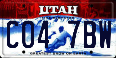 UT license plate C047BW