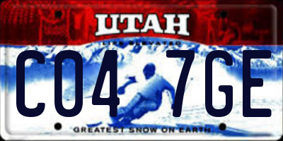 UT license plate C047GE