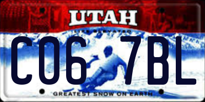 UT license plate C067BL