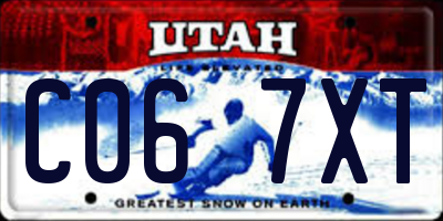 UT license plate C067XT