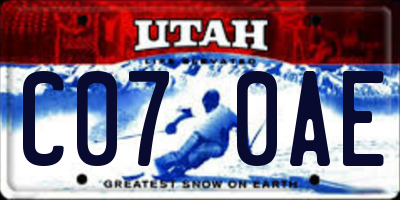 UT license plate C070AE